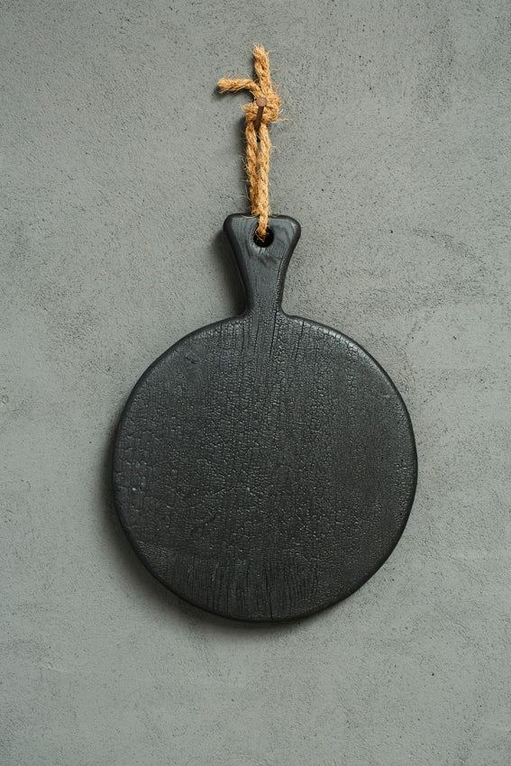 Wooden Board Black Pizza M